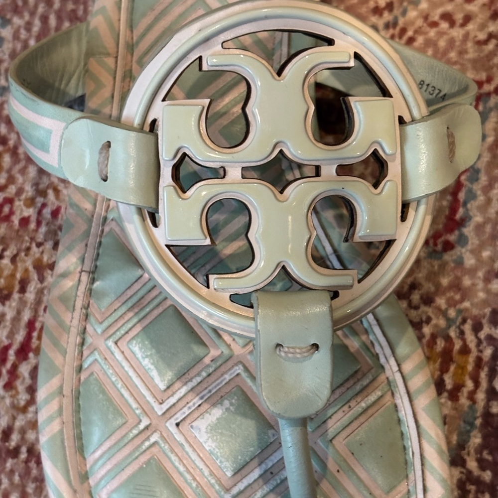 Tory Burch Mint Leather Miller Thong Sandals